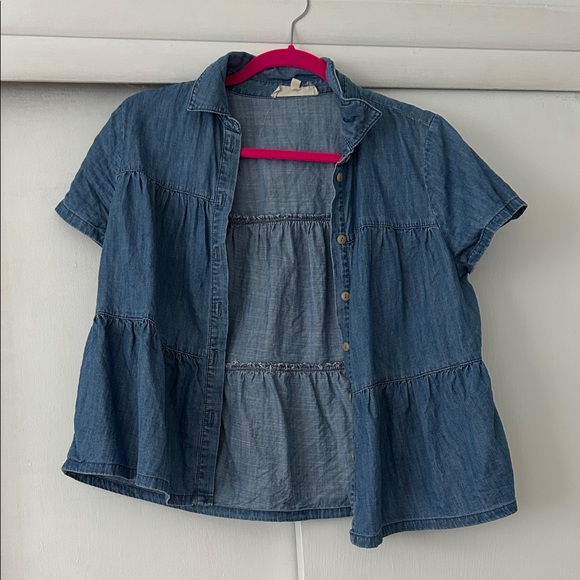Madewell Blue Denim Short Sleeve Top - Picture 1 of 1
